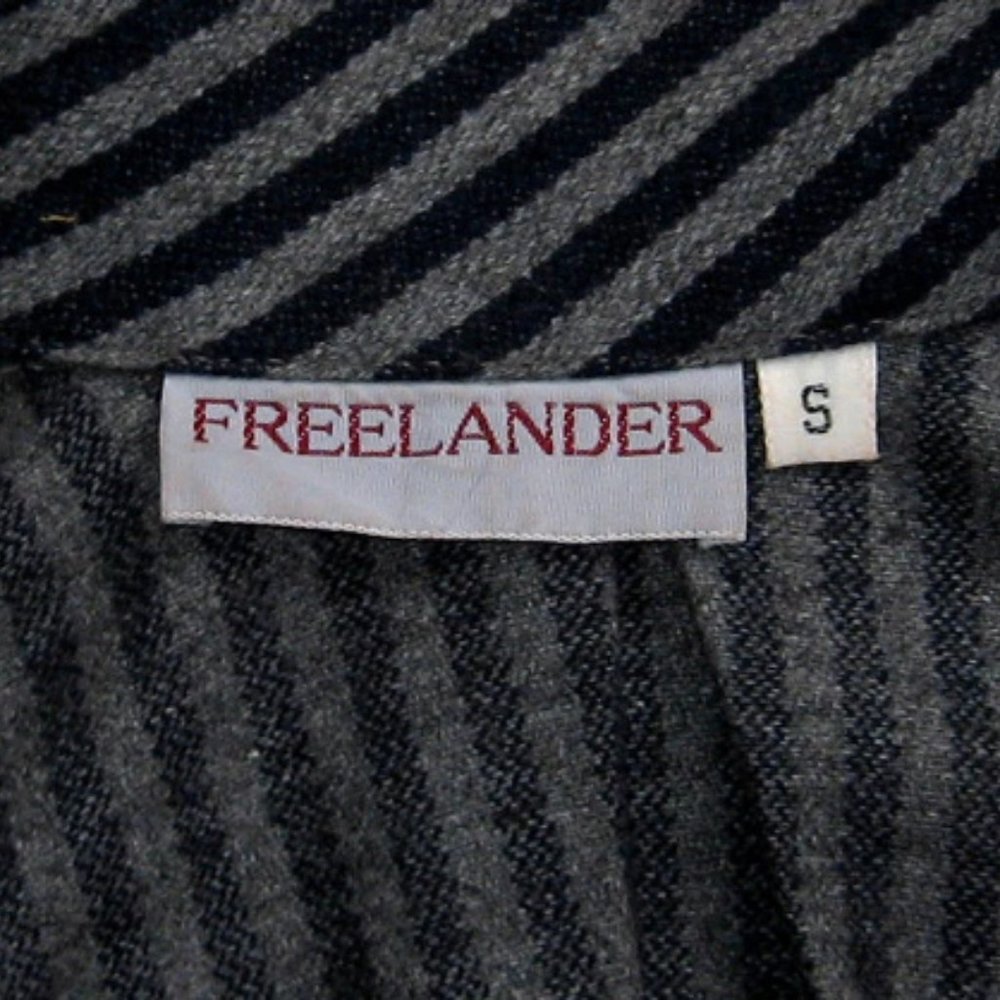 vintage 80's gray stripe dress reminiscent of 20's, bluish gray/navy blue stripe - Picture 4 of 4